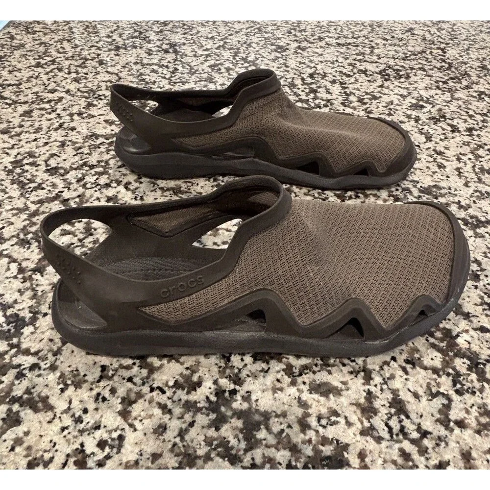 Crocs Swiftwater Wave Sandals Brown Mesh Slip On Water Shoes Men's Size 10